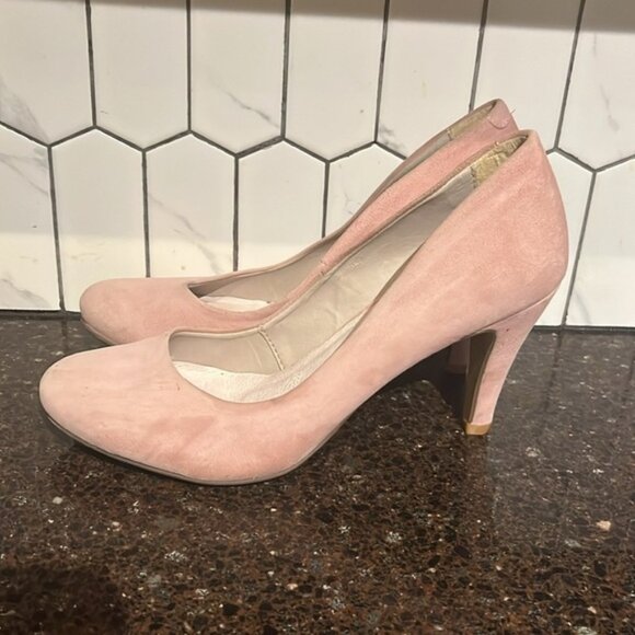 Next Leather faux suede size 6.5 pastel pink high heelspointed toe - Picture 4 of 7